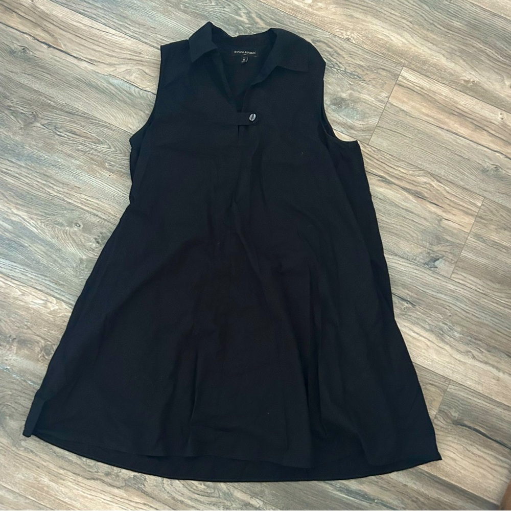 Banana republic medium tall sleeveless collared black dress